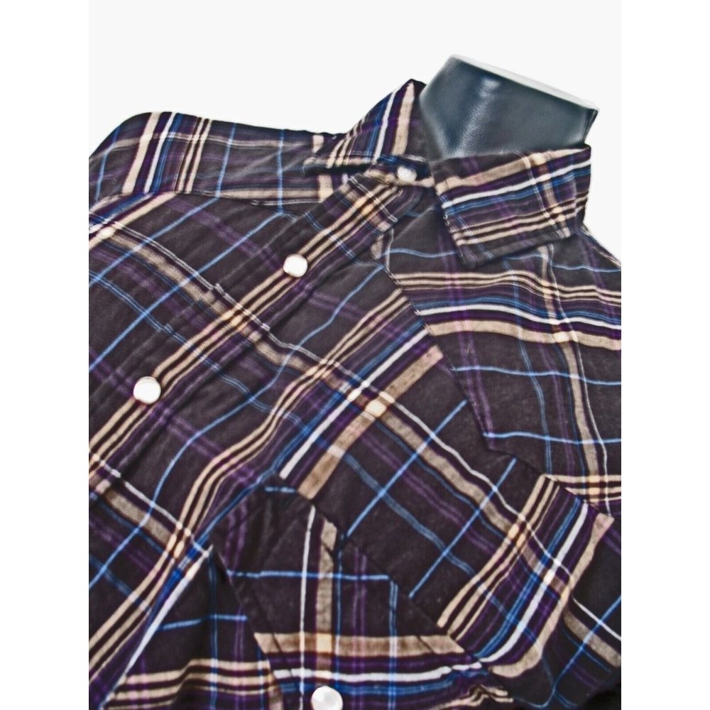 Canyon Guide  Men Western Shirt Athletic Fit L/S  Sz LT Black/Tan/Blue plaid.